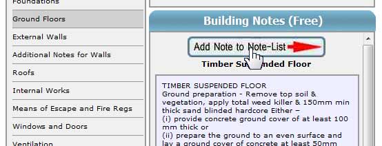Adding a Timber Suspended Floor Note to a Specification