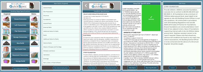 QuickSpec, App for Building Regs Specs